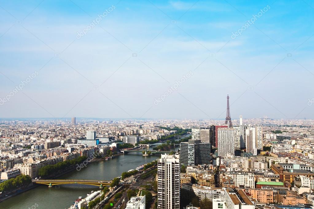 Aerial view of Paris and Eiffel Towe