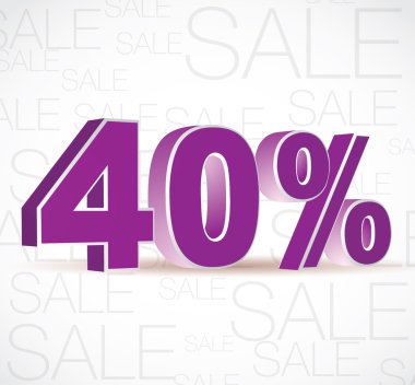 vektör 3d render yüzde 40. Satılık yüzdeleri. vektör.