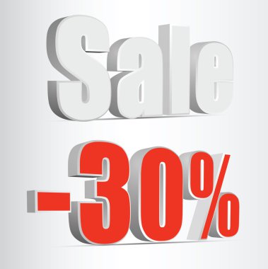 vektör 3d render yüzde 30. Satılık yüzdeleri. vektör. Kırmızı