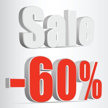 vektör 3d render yüzde 60. Satılık yüzdeleri. vektör. Kırmızı