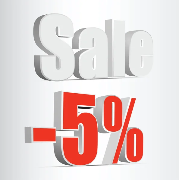 Vector 3D rendering of a 5 percent. Sale percents. Vector. red — Stock Vector