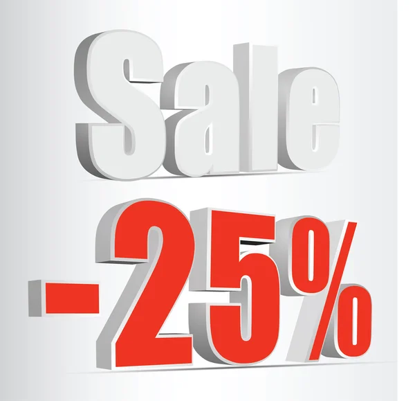Vektorové 3d vykreslování 25 procent. prodej procenta. vektor. červená — Stockový vektor