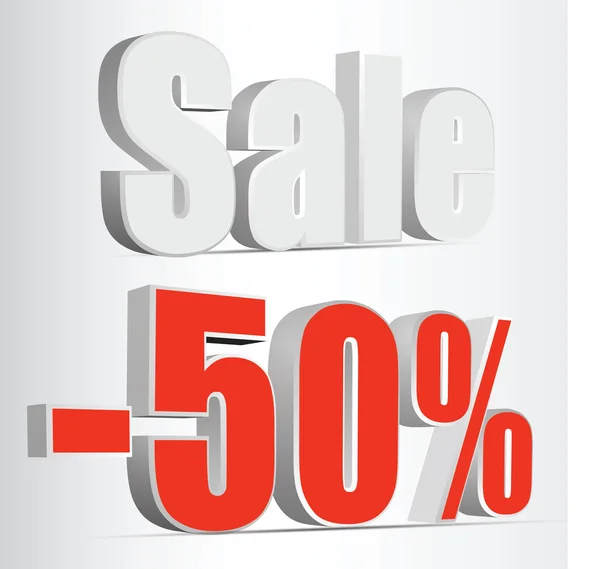 Vector 3D rendering of a 50 percent. Sale percents. Vector. red — Stock Vector