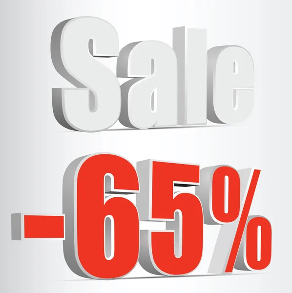 Vector 3D rendering of a 65 percent. Sale percents. Vector. red — Stock Vector