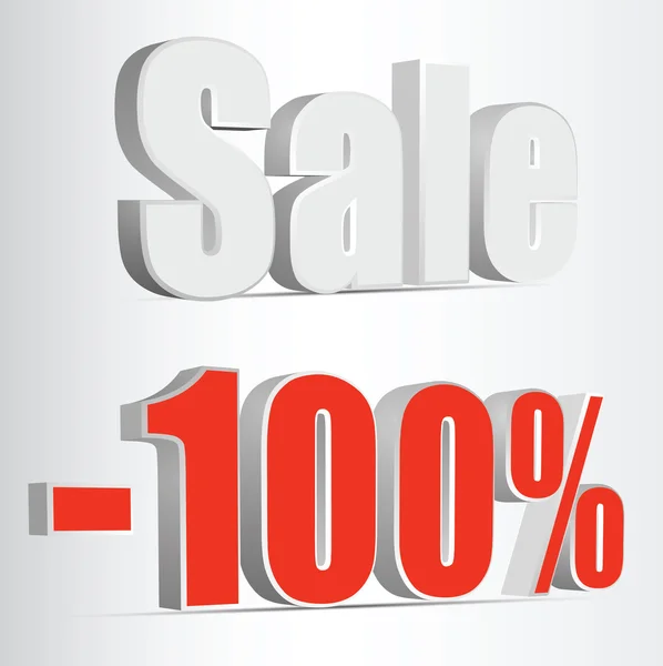 Vector 3D rendering of a 100 percent. Sale percents. Vector. red — Stock Vector