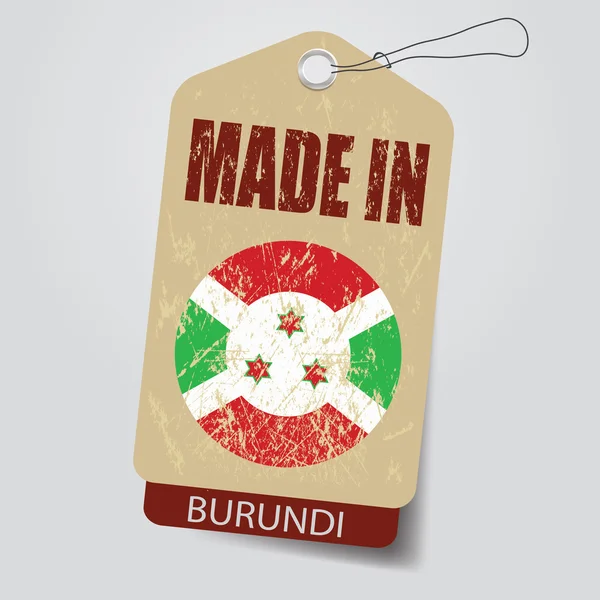 Hecho en Burundi. Etiqueta  . — Archivo Imágenes Vectoriales