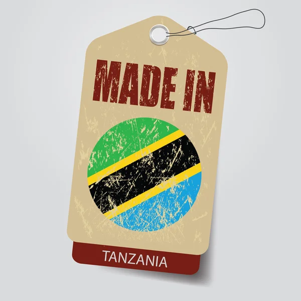 Fabricado en Tanzania. Etiqueta  . — Vector de stock