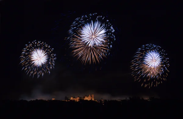 Fireworks on Carcassonne festival of 14 july 2012 — Stock Photo, Image