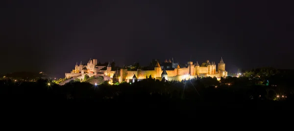 Carcassonne kale karayolu gece, görüntüleme