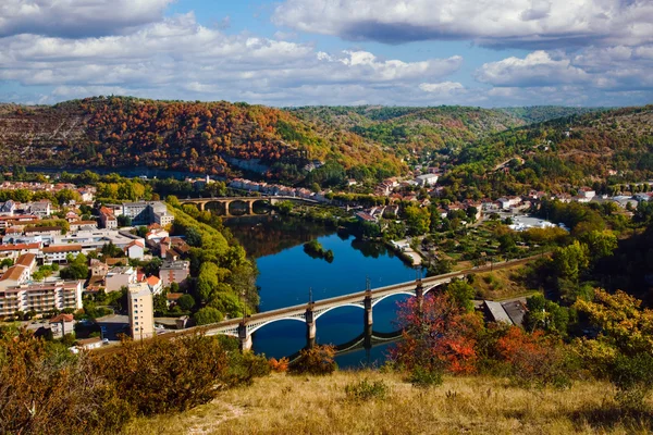 Cahors, Fransa için yukarıdan Sonbahar görünümü — Stok fotoğraf