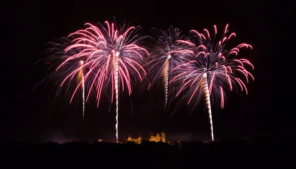 Fireworks on Carcassonne festival of 14 july 2012 — Stock Photo, Image