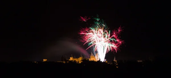Fireworks on Carcassonne festival of 14 july 2012 — Stock Photo, Image