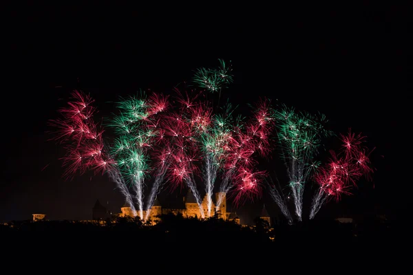 Feuerwerk am Carcassonne-Fest vom 14. Juli 2012 — Stockfoto