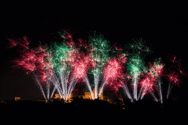 Fireworks on Carcassonne festival of 14 july 2012 — Stock Photo, Image