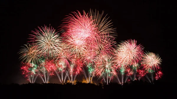 Fireworks on Carcassonne festival of 14 july 2012 — Stock Photo, Image