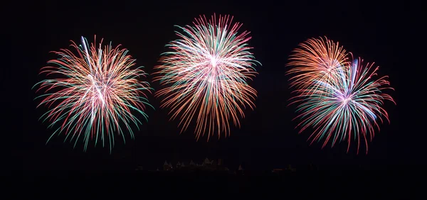 Fireworks on Carcassonne festival of 14 july 2012 — Stock Photo, Image