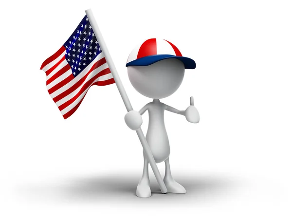 3D humana sosteniendo bandera de EE.UU. Fotos De Stock