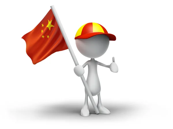 3D insan holding Çin bayrağı