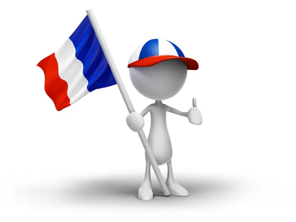 3D insan holding Fransız bayrağı