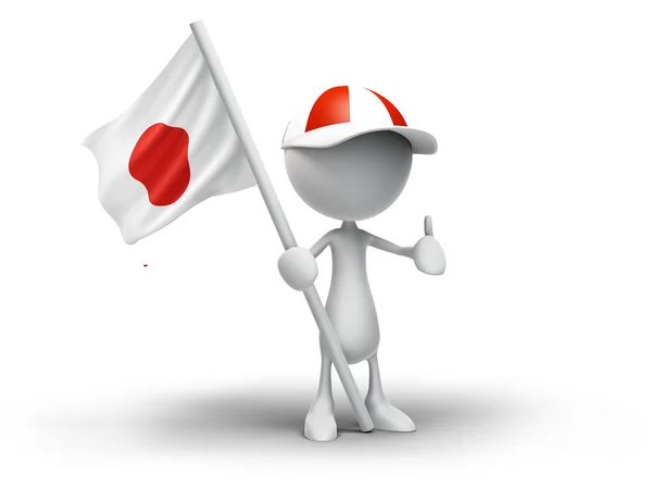 3D humano segurando bandeira japonesa Fotos De Bancos De Imagens Sem Royalties