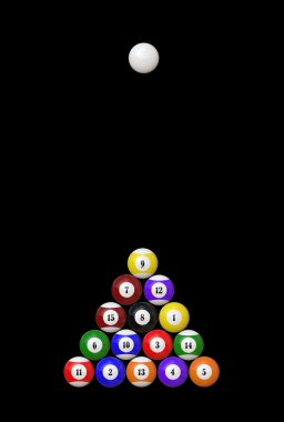 siyah arka plan üzerine izole Bilardo