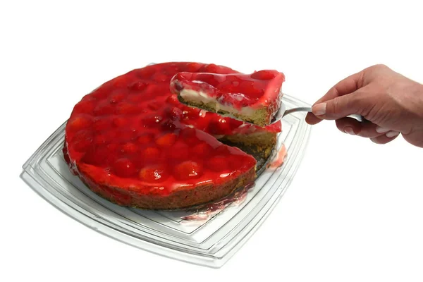 Torta de morango - Servindo — Fotografia de Stock