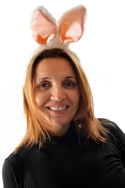 Happy bunny meisje — Stockfoto