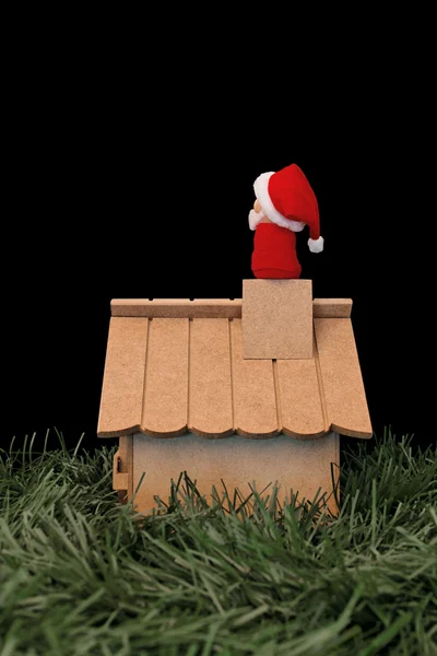 Weihnachtsmann schaut auf die Weihnachtsnacht — Stockfoto