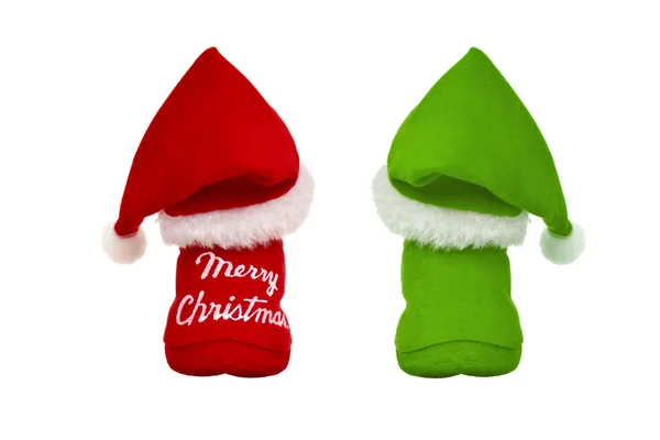 Rood en groen back-santa claus — Stockfoto