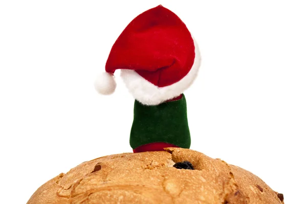Panettone with Santa Claus on top — Stock Photo, Image
