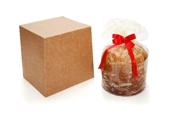 Panettone und Schachtel — Stockfoto