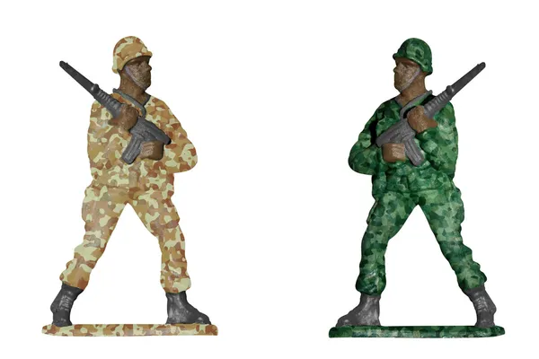 Desert and forest camouflage soldiers — Stock Photo, Image
