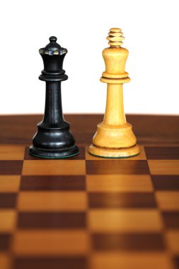 Satranç taşları beyaz arkaplanda izole.