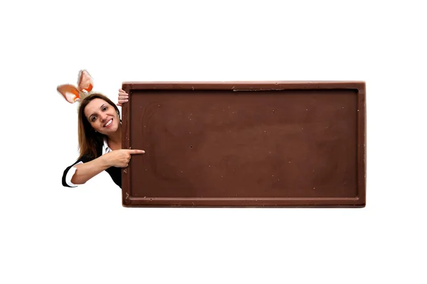 Mensaje de tablero de chocolate de Pascua — Foto de Stock