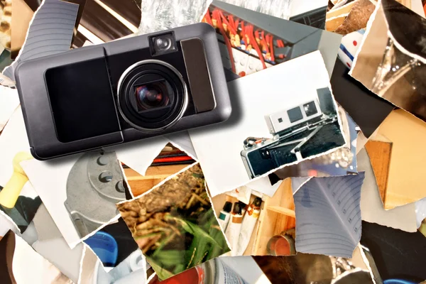 Digitalkamera och pappersrevor foton — Stockfoto