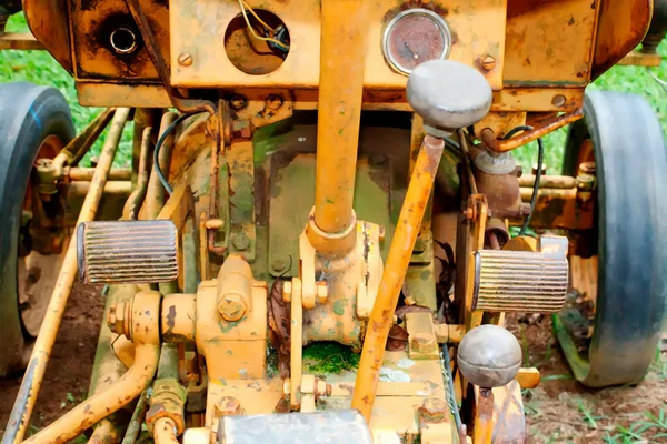 Yellow farm tractor controls — Stock Photo, Image