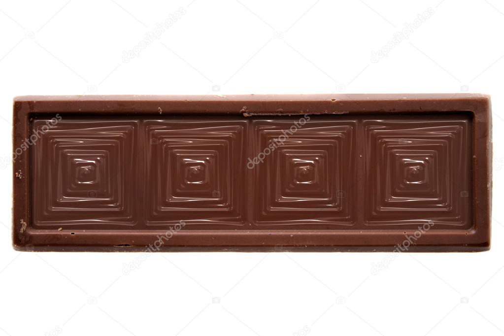 Thin squared chocolate bar top view
