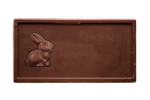 Chocolate bar with bunny - top view — Stock Photo, Image