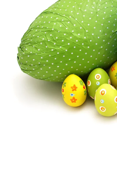 Chocolate embrulhado Easter Eggs de canto — Fotografia de Stock
