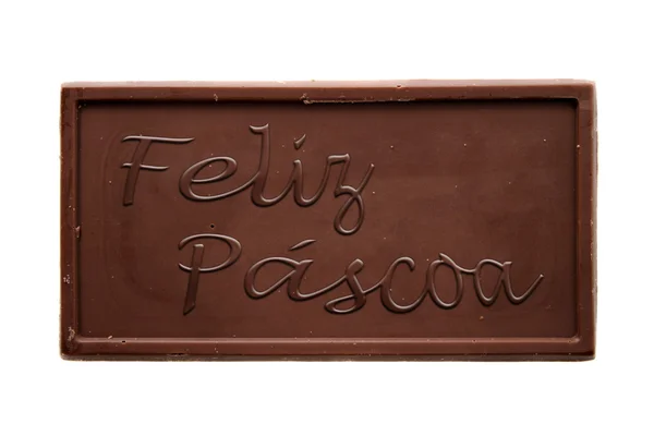 Bonne barre de chocolat de Pâques PT-BR — Photo
