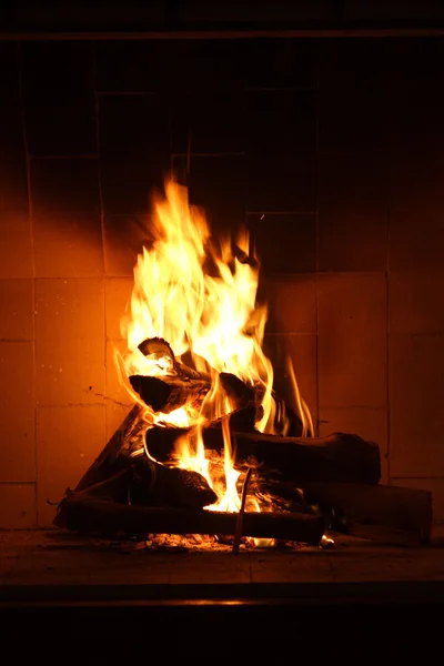 Burning into a fireplace — Stock Photo, Image