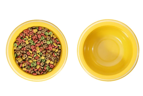 Full and empty dog bowl — Stock Photo, Image