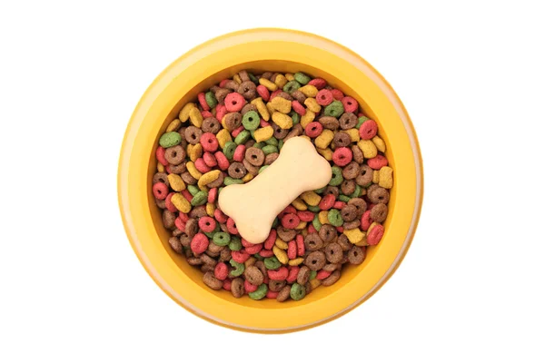 Κύπελλο σκυλιών με φαγητό και μπισκότο — Φωτογραφία Αρχείου