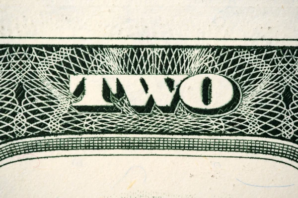 Texto del billete de dos dólares — Foto de Stock