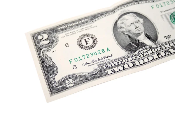 Dva dolary bill z rohu — Stock fotografie