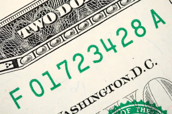 Serial number from bill — Stock Photo, Image