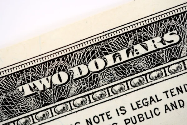 Two dollars close-up — Stock Photo, Image