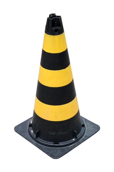 Cone de tráfego preto e amarelo — Fotografia de Stock