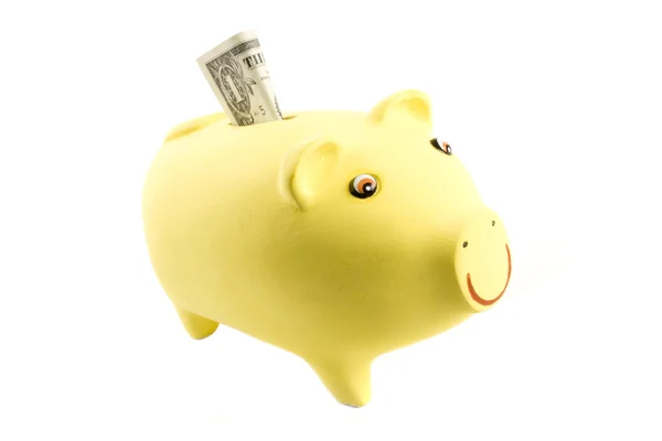 Piggy bank one dollar — Stock Photo, Image