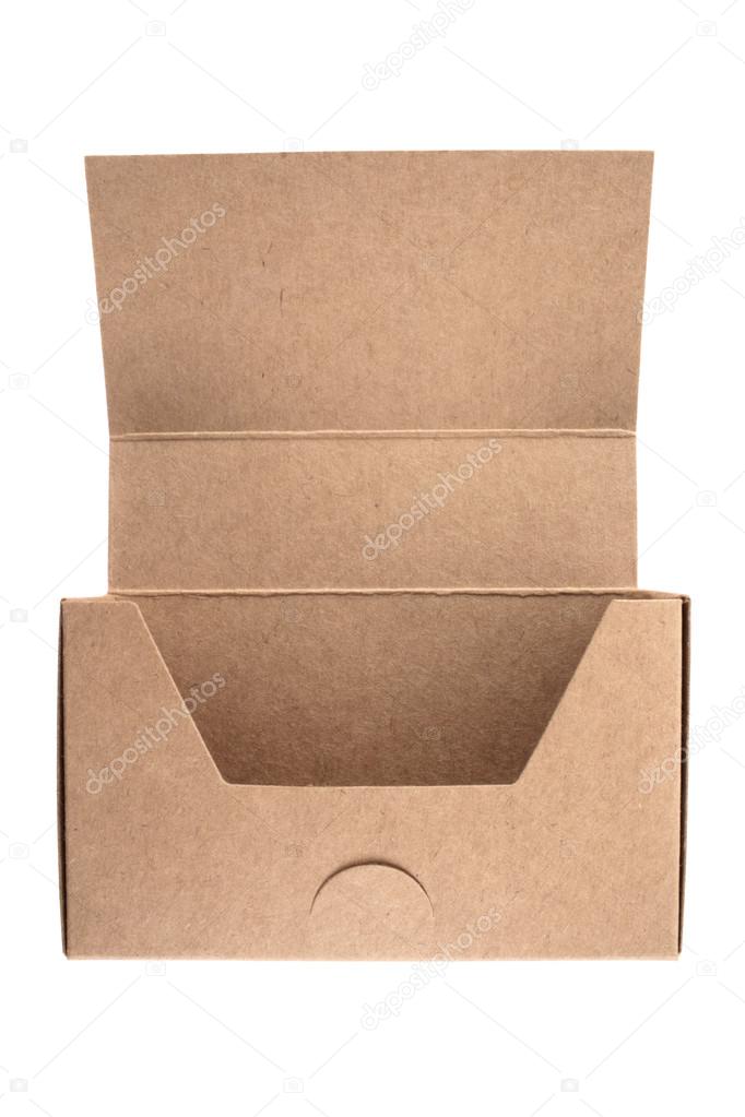 Empty business card cardboard box